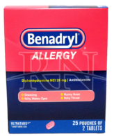 BENADRYL ALLERGY RELIEF TAB 25PK 2CT