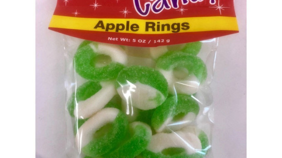HANDY CANDY PEG BAG APPLE RINGS 5OZ
